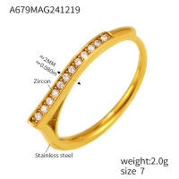 Anillo chapado en oro de 18k con circonita geométrica clásica para mujer, accesorios de joyería impermeables fino de circón colorido de lujo para mujer, anillo de dedo de compromiso Simple chapado en oro de acero inoxidable, regalo de joyería estética - details 4