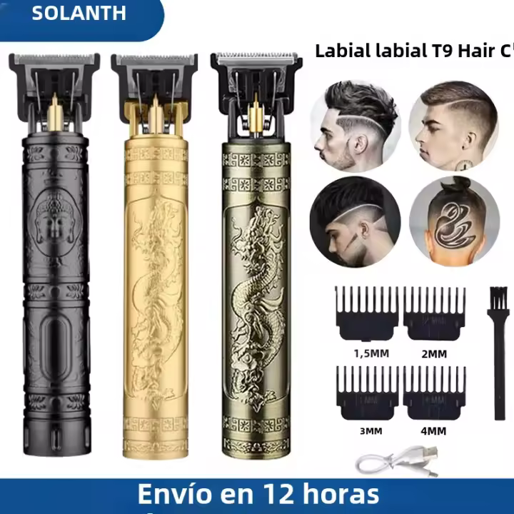 T9 Vintage Recortadora De Pelo Eléctrica Recargable Profesional Para Barba Y Cabello Corte Seco Y Húmedo Tiempo De Uso 50 Minutos - 1