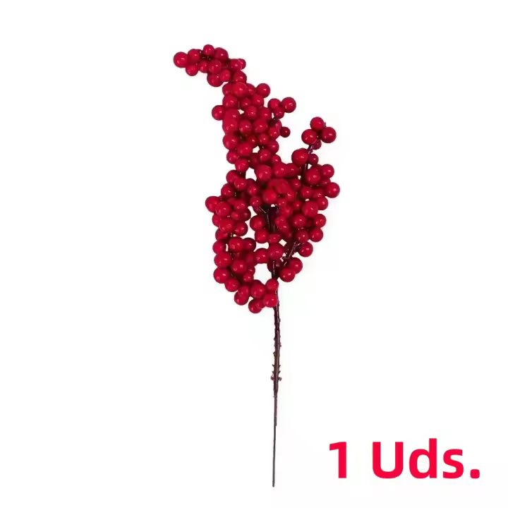 1/20PCS Berries Artificiales Para Decoración De Navidad Rojos Ramas De Bayas Para Árbol De Navidad Fiesta Hogar Tabletas Adornos Wreath De Frutas Decoración De Interiores - 1
