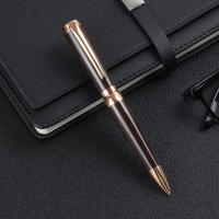 Bolígrafo De Punto De 0.5mm De Lujos En Color Café Con Cuerpo De Bajo Perfil 1 Pieza Tinta Negra Para Oficina Y Regalos - details 2