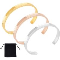 3pcs Pulsera De Acero Inoxidable Ajustable Ovalada De 60mm Con Grosores Para Inlay 3 Colores Blank Bracelet Simple Para Joyería - details 0