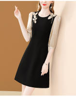 EVNISI Vestido Elegante Para Mujer Negro Con Bordado Y Flares Estilo Casual Slim Para Oficina Y Fiestas A-Linea Cuello O - details 8