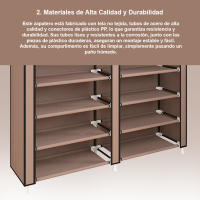 Nyana Home Armario Zapatero Tela con Puertas Cremallera 110x120x30cm - Organizador de Zapatos con Capacidad para 36 Pares - details 1