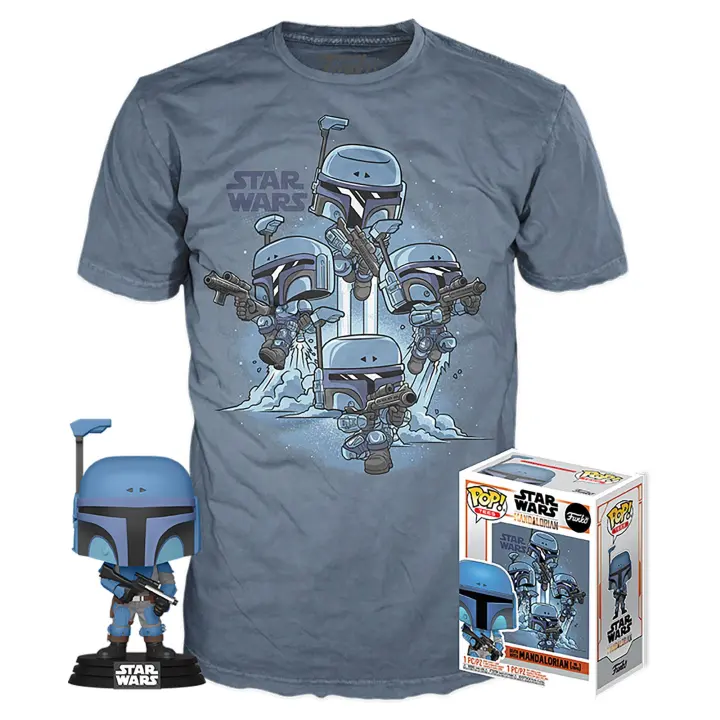 Funko POP & Tee Box Star Wars Mandalorian - Set Exclusivo con Minifigura y Camiseta de Alta Calidad en Talla L - 1