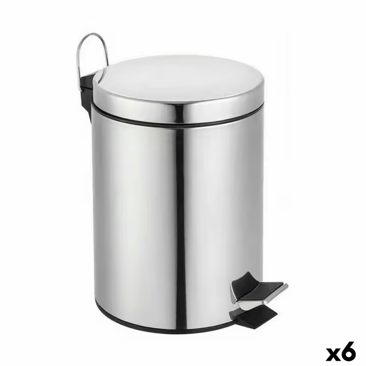 Cubo de Basura con Pedal Confortime Plateado 7 L (6 Unidades) - 1