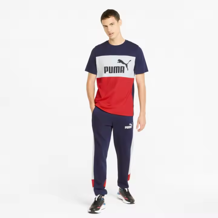 PUMA ESS+COLORBLOCK TEE,PEACOAT - 1