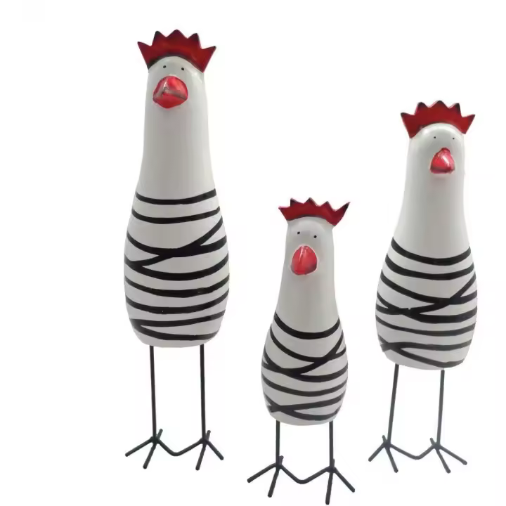 Conjunto familiar de madera con tres esculturas de pollo, figuras de animales, adornos, manualidades, decoración para el hogar, la oficina, el escritorio y la cocina. - 1