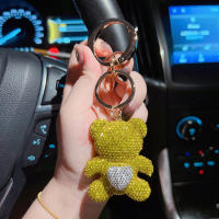Llavero De Muñeco De Oso De Amor Con Diamantes Cerámica Y Metal Grande En Forma Circular Regalo Pequeño Para Niñas - details 8