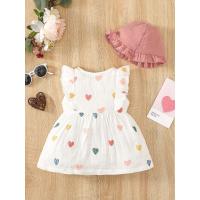 Conjunto De Ropa Para Bebé Niña Nueva 2 Piezas Vestido Sin Mangas Y Gorro Estampado De Amor Moda Verano Para Bebés Recién Nacidos De 0 a 9 Meses - details 8
