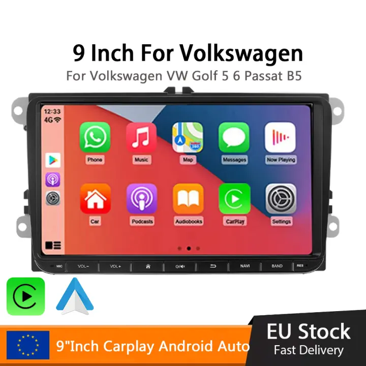 Radio para coche de 9 pulgadas, Android 12, para VW Passat 6 7 CC Polo GOLF 5 6, navegación GPS, Bluetooth, WiFi, Carplay, radio FM, unidad principal con pantalla dividida, con cámara - 1