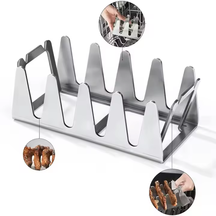 Rack De Costillas Para Barbacoa Práctico Multiusos Relleno De Asado De Acero Inoxidable Herramientas De Barbacoa - 1