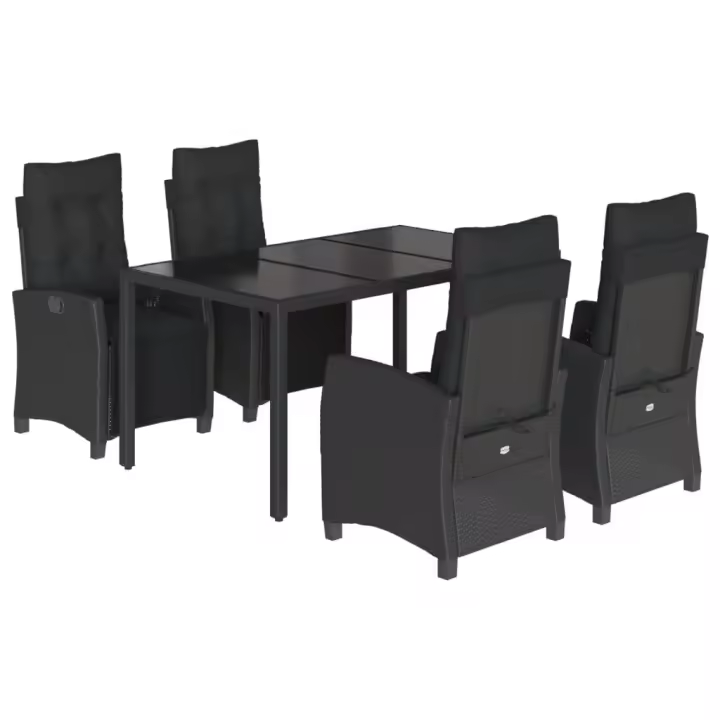vidaXL Set de muebles jardín 5 pzas con cojines ratán sintético negro - 1