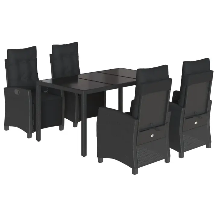 vidaXL Set de muebles jardín 5 pzas con cojines ratán sintético negro - 1