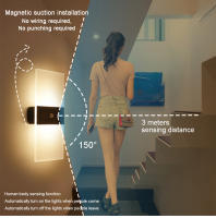 Lámpara De Pared Recargable USB Con Sensor De Movimiento Y Toque Luz Nocturna LED Moderna Para Dormitorio Iluminación Diaria - details 1