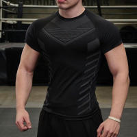 Camiseta De Gimnasio Para Hombres Alta Elasticidad Fitness Rápido Secado Manga Corta Deportes T-Shirt Apretada Para Correr - details 4