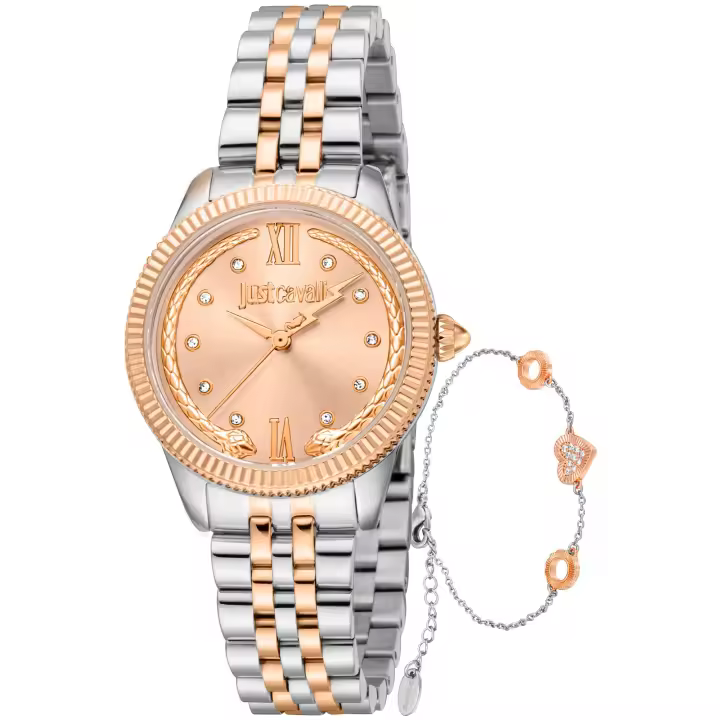 Reloj de pulsera Just Cavalli Just Cavalli SET Lovestruck Valentines - JC1L315M0095 correa color: Gris plata Oro rosa Dial Oro rosa Mujer - 1