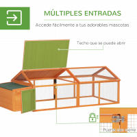 PawHut Gallinero de Madera Gallinero Grande de Exterior de 2 Pisos para 4-8 Gallinas con Techo Abatible Corral Puertas con Cerradura y Nido 240x112,5x76 cm - details 4