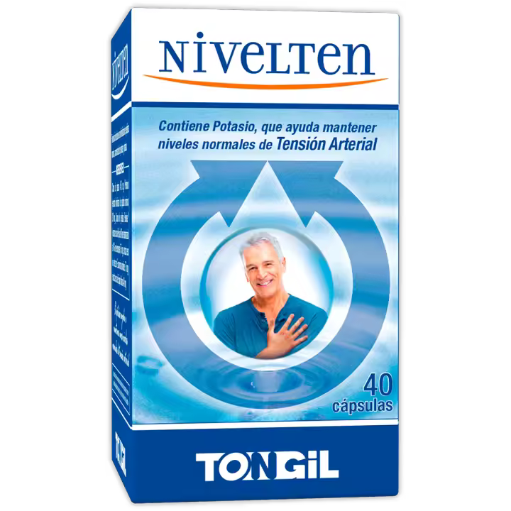 Suplemento TONGIL Nivelten 40 Cápsulas Vegetales  Péptidos Marinos Protensin® y Extracto de Hojas de Olivo Benolea®  Potasio y Espino Blanco  Para Tensión y Salud Cardiovascular - 1