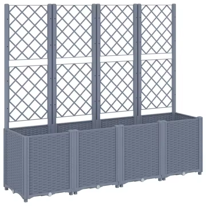 vidaXL Jardinera con enrejado PP 160x40x140 cm Color Gris,  Blanco,  y mas - 1