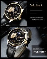 Reloj Mecánico Para Hombre TEVISE Nuevo Con Esqueleto Y luzAutomatico Resistente Al Agua De Cuero Lujoso Con Fase Lunar - details 9