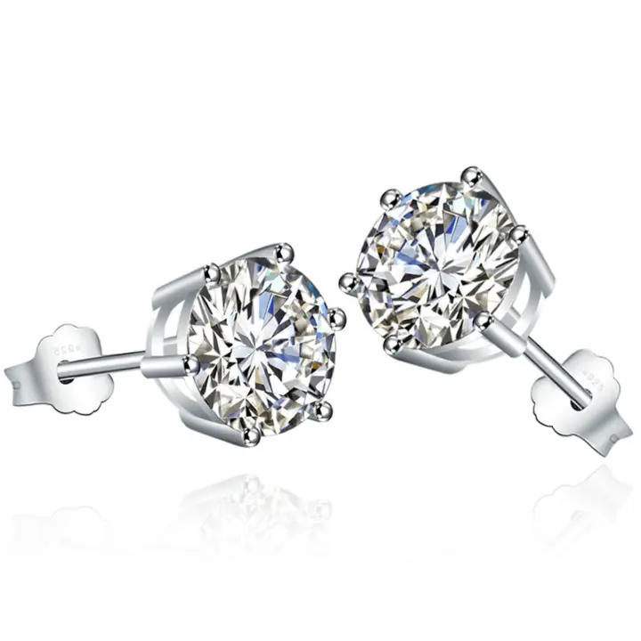 Pendientes de Plata de Siete Puntas de Diamantes - Moda Europea y Americana - Hombres y Mujeres - Corona-10mm - 1