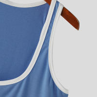 Camiseta De Gimnasio Para Hombre Verano Estilo Delgado Sin Mangas Deporte Moda Ajustada Vestido De Correo Patchwork Talla S-2XL - details 7