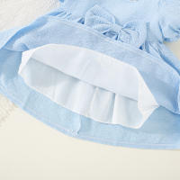 Vestido De Verano Para Bebé Niña En Color Sólido Con Cuello Redondo Y Lazo Para Uso Diario De Longitud De Rodilla - details 15