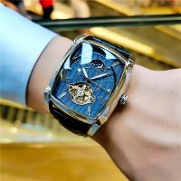 Reloj De Pulsera Mecánico De Lujo Para Hombres Con Fase De La Luna Y Tourbillon Cuarzo Skeleton Automático Manos Luminosas Correa De Cuero Tonneau Resistantes Al Choque Y Agua - details 0
