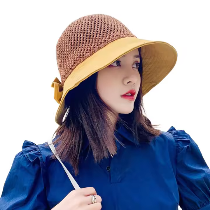 Sombrero De Paja Panama Para Mujer Verano Protección UV Plegable Amplio Adecuado Para Playa Y Exterior Estilo Casual - 1