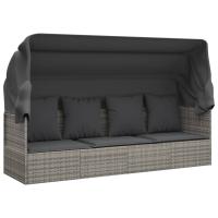 vidaXL Sofá tumbona de jardín con toldo cojines ratán sintético Negro y crema, Marrón y crema, Gris Sillas de Exterior Ideal para jardín, playa, piscina, terraza Tumbona Piscina Tumbonas Playa Tumbonas Jardín Exterior - details 0