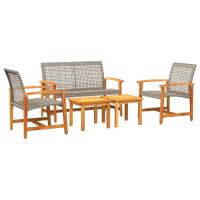 vidaXL Juego de bistro de 5 piezas ratán PE y madera de acacia Negro, Gris, Beige Conjunto Terraza Muebles Jardín Exterior Juego de Muebles de jardín Mueble Jardín Exterior Muebles de Salon Exterior - details 2