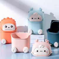 Small Desktop Trash Can Cartoon Style Mini Household Table Waste Bin Plastic Material Eco-friendly Home Organization - details 1