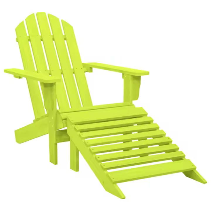 vidaXL Silla de jardín con otomana de madera - 1