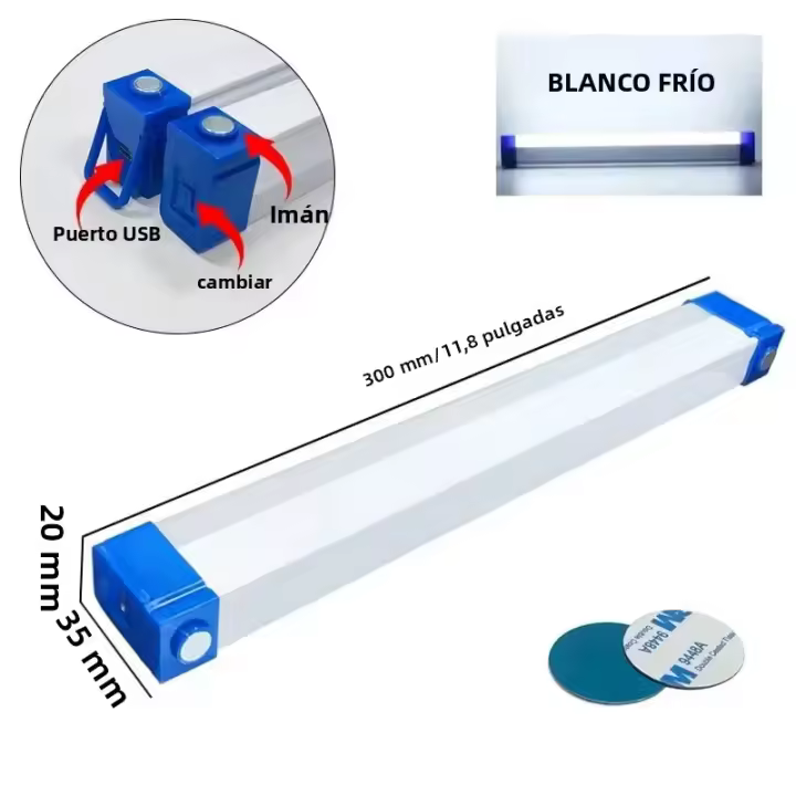 Lámpara LED Recargable Por USB Tubo De Iluminación Emergente Para Camping Luz Magnética Portátil Para Noche Mercado Al Aire Libre Vehículo Strip Duro - 1