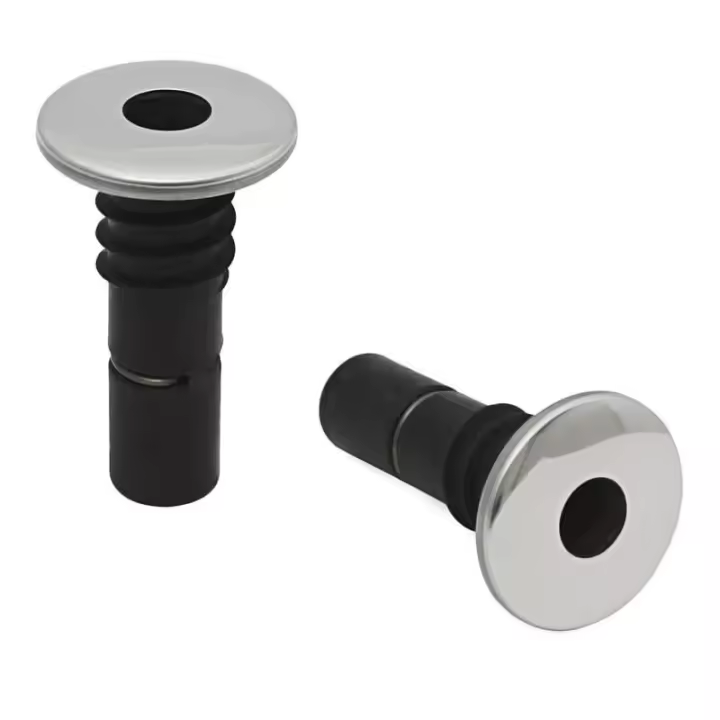 Casquillo rosca madera embutir, de plástico para mecanismos de sofás intra  con tapa embellecedora inox. - 1
