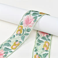 Cinta Bordada De Jacquard Vintage En Organza Con Encaje Y Flores Para Adornar Skirt Y Edged Colorida Fabrica De Tela - details 0
