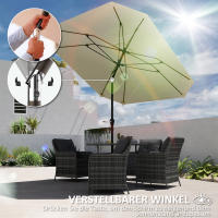 Outsunny Parasol Ø 233 cm, Parasol con Función Ajustable, Parasol Balcón Octogonal Playa Parasol Resistente al Viento Parasol Estable Parasol Playa Balcón Terraza Jardín, Beige - details 5