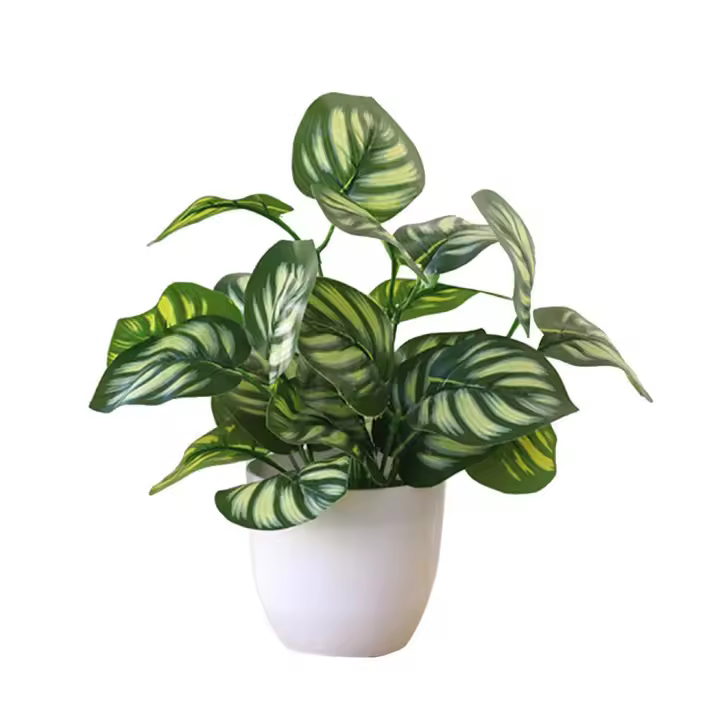 1pc Decoración De Bonsái Artificial Planta De Hojas En Maceta Para Sala De Estar Dormitorio Jardín Oficina Restaurante Escritorio - 1