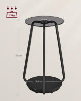 Mesa Auxiliar Redonda de 2 Niveles, Mesita de Noche con Tapa de Cristal y Estante de Aglomerado, Estilo Moderno, Ideal para Sala de Estar y Espacios Pequeños, Blanco Mármol - details 9