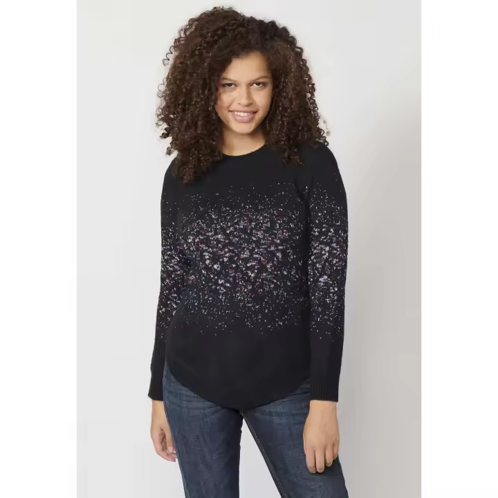 Koroshi Jersey de punto de manga larga con cuello redondo color navy para mujer | Moda Actual - 1