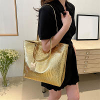 Bolso De Hombro Para Mujer Casual Fashion PU Cuero Negro Plata Oro Estilo Crocodiloid Bolso Grande Capacidad Tote Bag Ladies Hand Bags - details 11