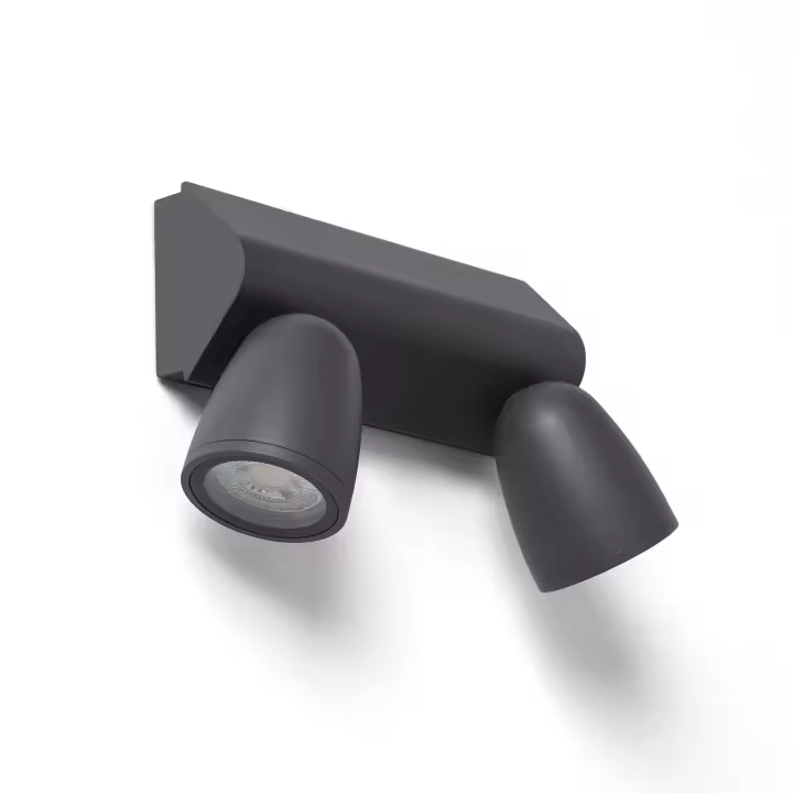 Ledkia Aplique de Pared Exterior Aluminio Abel Large Dos Focos Negro - 1