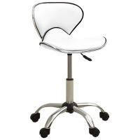 vidaXL Taburete de salón de belleza de cuero sintético en color Blanco/Marrón/Rojo | cómodas modernas ergonómicas para comedor cocina salón hogar - details 0