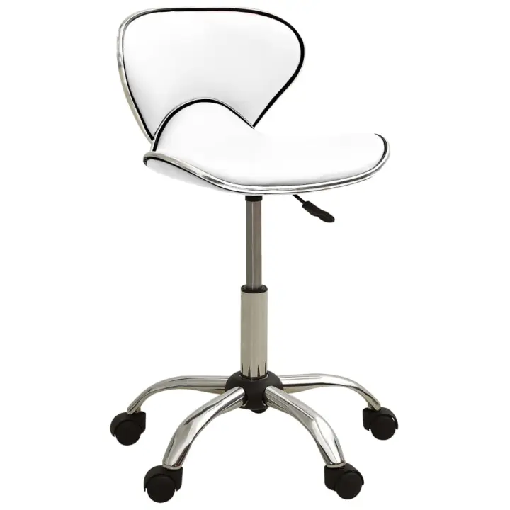 vidaXL Taburete de salón de belleza de cuero sintético en color Blanco/Marrón/Rojo | cómodas modernas ergonómicas para comedor cocina salón hogar - 1