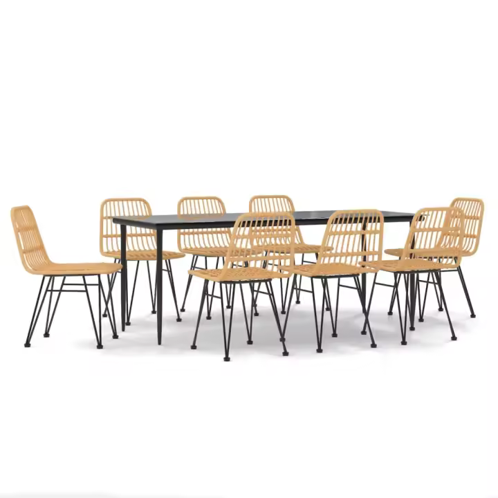 vidaXL Juego de comedor de jardín 9 piezas ratán sintético - 1