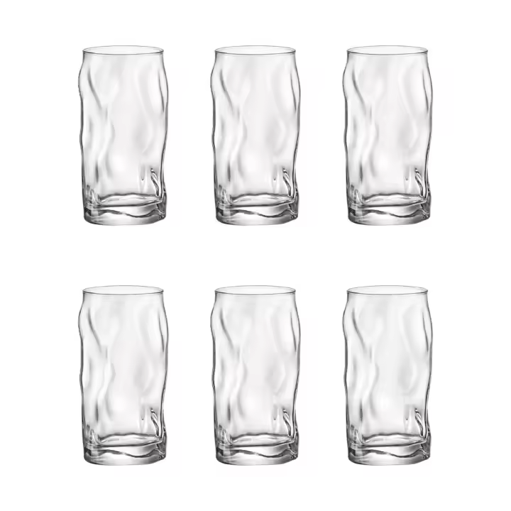 BORMIOLI ROCCO SORGENTE Set 6 Vasos Vidrio 45CL Transparente Con relieve Fabricado en Italia Reciclable - 1