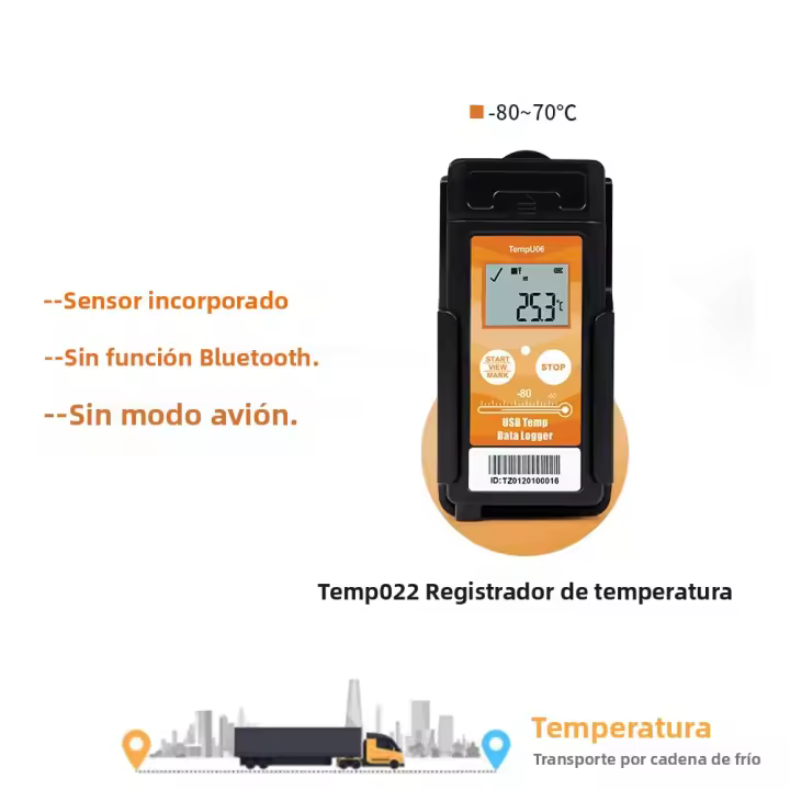 Logger De Temperatura Bluetooth TempU06 Reutilizable Rango De -200℃ Grabador De Datos Con Sensor Externo Para Cadena Fría - 1