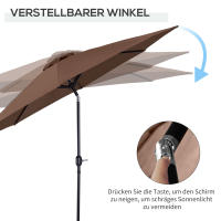 Parasol Manual Ø 2,95x2,5 m Parasol Articulado, Parasol de Mercado, Marron, 180/m² Poliéster, Estable - details 4