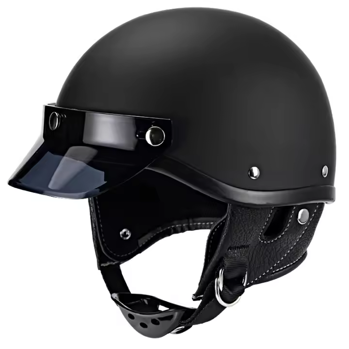 Casco De Motocicleta Retro Medio Cara Para Adultos Seguridad Vintage Locomotora Adecuado Para Moto Y Scooter Tamaños M-XXL - 1