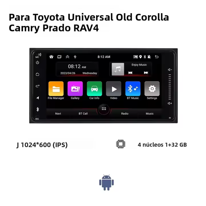 MEKEDE Radio Para Coche Universal 7 Pulgadas CarPlay GPS Inteligente Para Toyota VIOS CROWN CAMRY HIACE PREVIA COROLLA RAV4 Conectividad WiFi Soporte Para Control Del Volante - 1